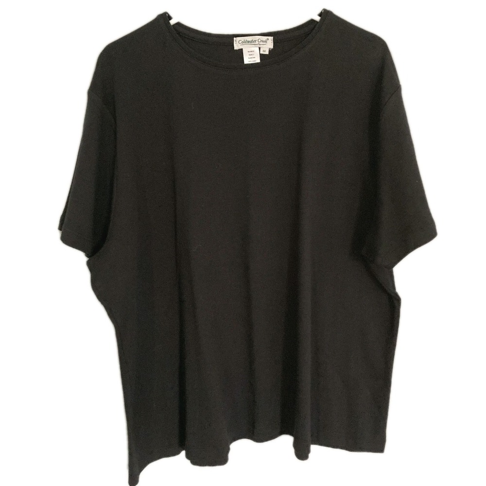 Vtg Coldwater Creek Shirt Women 3X Blk. Interlock 100% Cotton Crew Neck Tee NWT